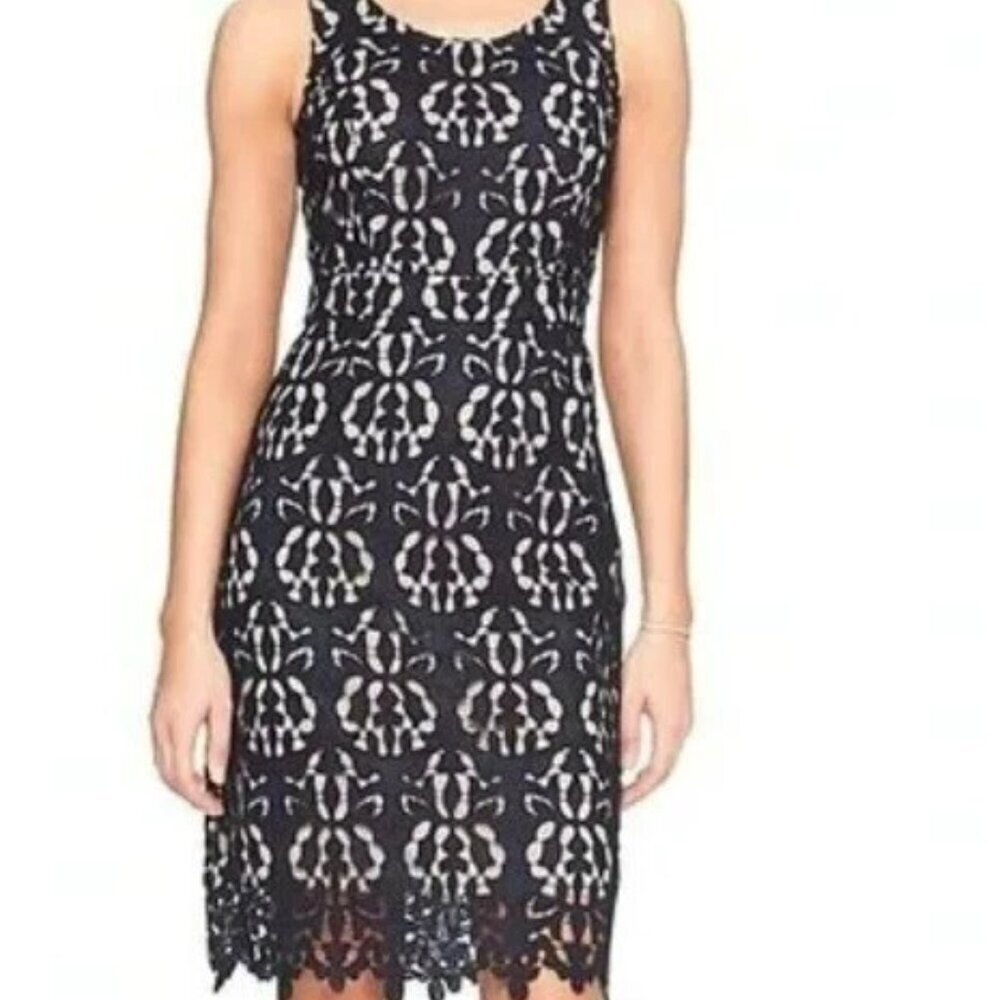 Banana Republic Black Lace Sheath Dress | Classic Elegant Size 2